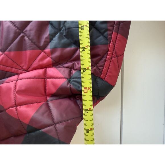 Talbots Puffer Jacket Women's Womens s Red Tartan Plaid Full Zip Snap Up Preppy - Picture 8 of 9